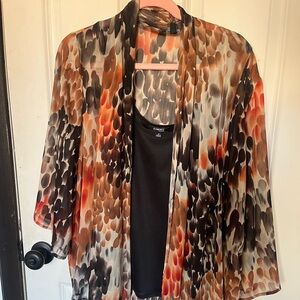 Elementz Women’s Orange Blouse with built-in Black Cami Tank Top